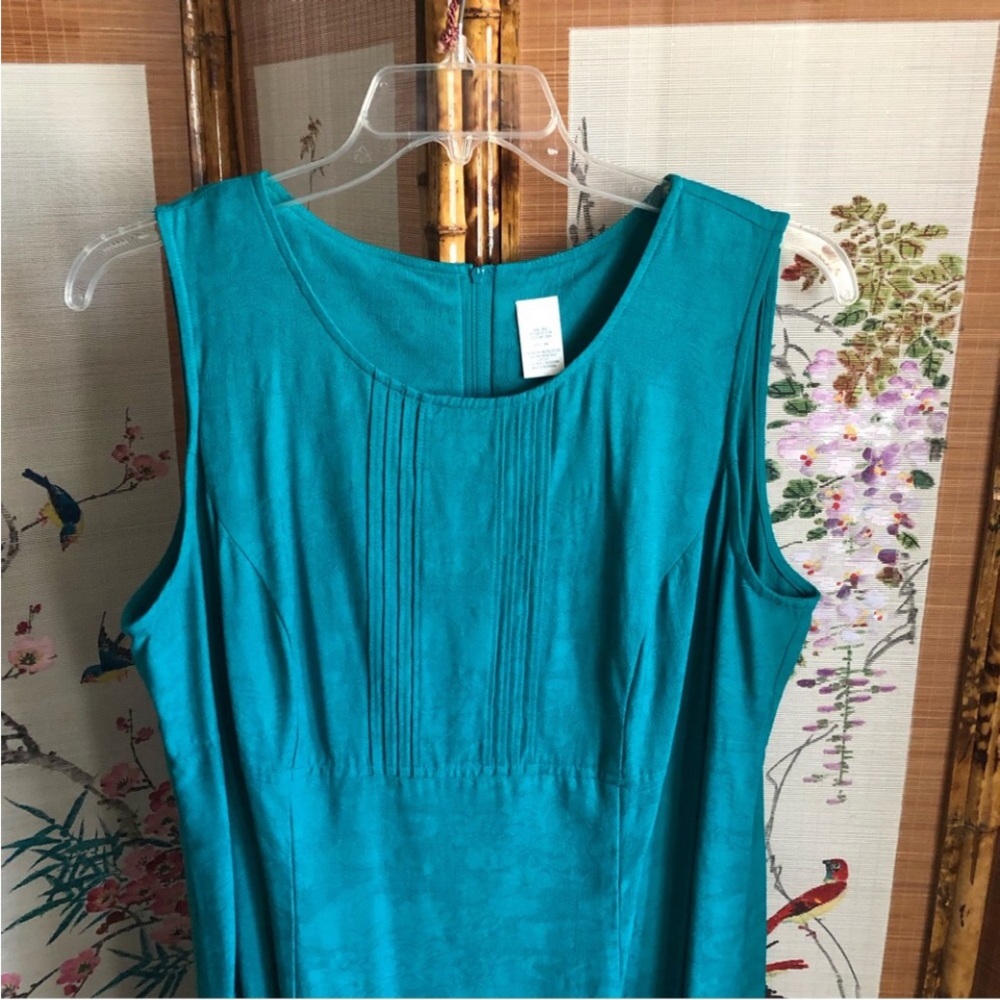 Lady Dorby dress jacket set 2 piece maxi jade green texture floral fabric pleats - Picture 3 of 10